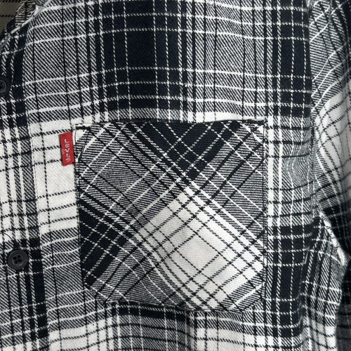 LEVIS Boys Black & White Plaid Long Sleeve Button Up Shirt Size Large 12-13 NWT - Picture 10 of 16