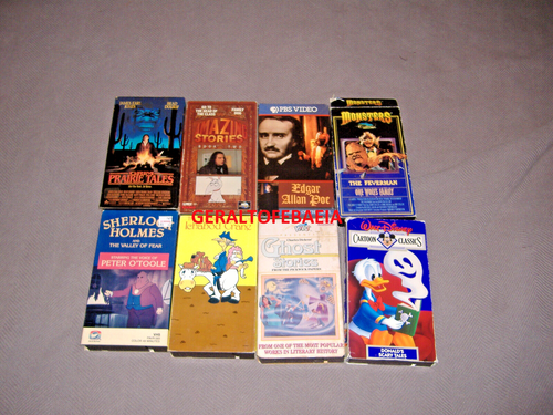 HORROR VHS LOT, GRIM PRAIRIE TALES, POE, DISNEY, ETC, UNTESTED VHS