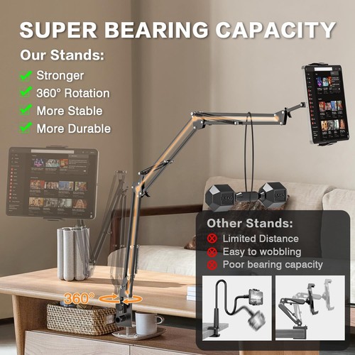 Tablet Holder for Bed Adjustable Tablet Phone Bed Stand Mount with 360° Rotation - Picture 6 of 7