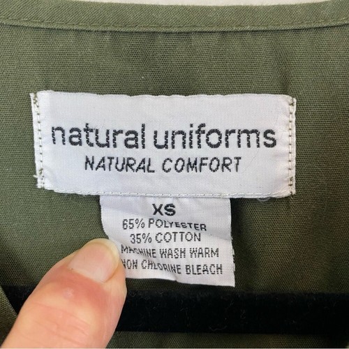 Natural Uniforms Olive Green Short Sleeve V Neck Scrub Top Pockets XS - Picture 6 of 7