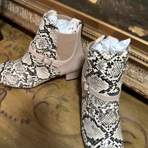 Women's Snake Skin Patterned Ankle Boots Zip Up Shoes Heels Printed Boots 7.5 M - Picture 17 of 24