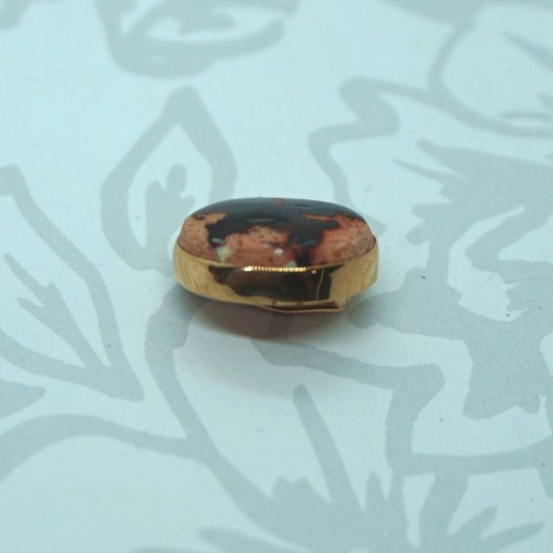 QUALITY Vintage 10k Yellow Gold Australian Boulder Opal Slide Necklace Pendant - Picture 6 of 7