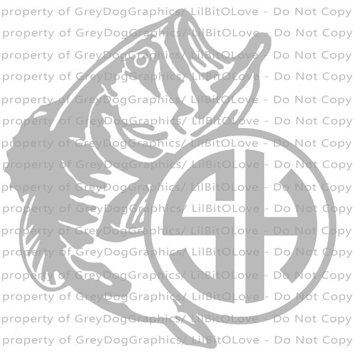 Custom Yeti Sized Bass Fishing Monogram Vinyl Decal 2 Initials Sticker Fish - Picture 18 of 21
