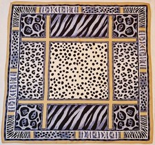 SCARF VINTAGE AUTHENTIC ANIMAL ART LEOPARD TIGER PRINT 34" SQUARE