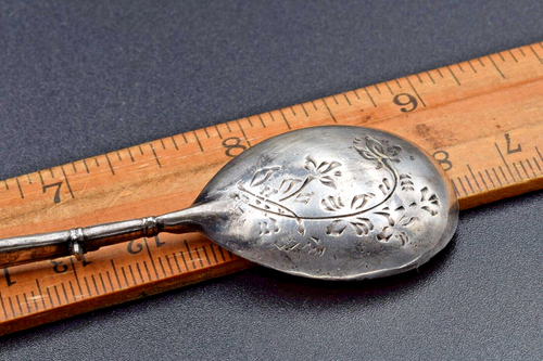 I. Khlebnikov Antique IMPERIAL russian 84 SILVER TEASPOON Faberge design weapon - Picture 5 of 12
