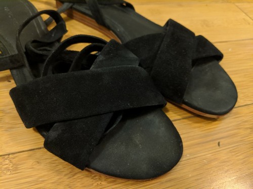 Marc Fisher schwarze Finlie Wildleder Schnürsandalen Gladiator Ballerinas Größe 8,5M - Bild 4 von 9