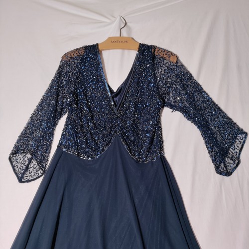 JKARA Womens Blue V Neck Full-Length Formal Gown Dress 12 - Picture 3 of 24