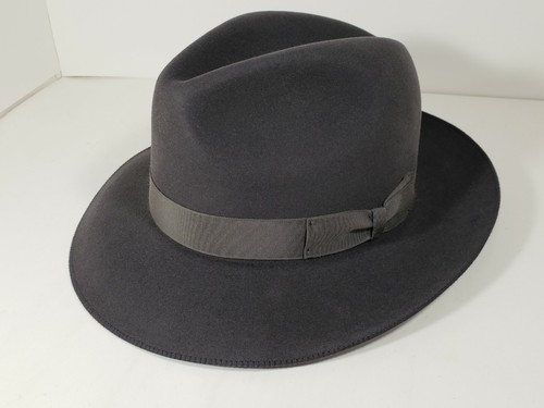 BORSALINO COMO II FUR FELT HAT FEDORA GRAY MADE IN USA - Picture 1 of 9