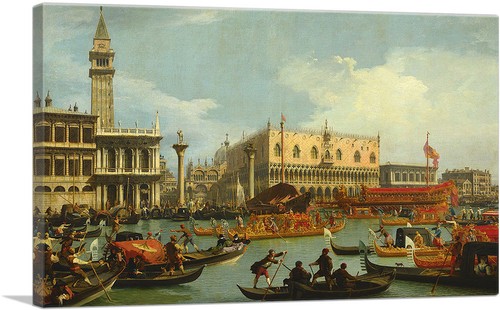 ARTCANVAS Return to the Pier by the Palazzo Ducale Canvas Art Print Canaletto - Picture 13 of 15