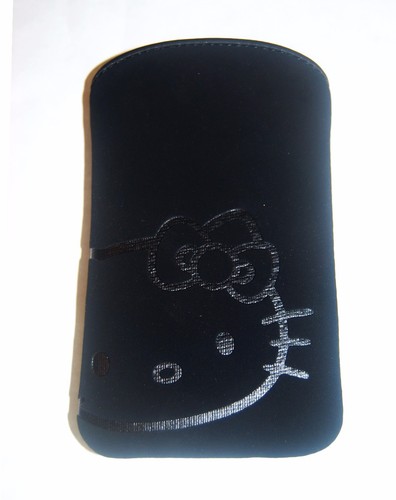 Black Soft to Touch Slide in Official Hello Kitty Pouch for Small Mobile Phones - Picture 28 of 29