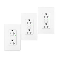 3Pack GFCI Outlet 20Amp White Weather Resistant Wall Socket with Cover Plate NEW
