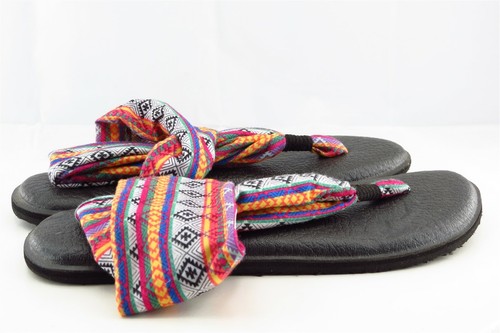 Sanuk Size 8 M Multicolor T-Strap Fabric Women Sandal Shoes - Picture 3 of 6