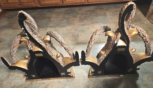 RARE LG Pair MAITLAND SMITH LION Head Wall Shelves Brackets Sconce Gilt Marble - Picture 17 of 19