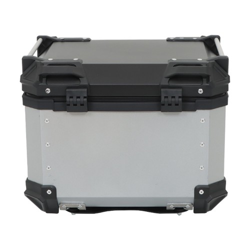 Silver Motorcycle Luggage Waterproof Tail Box Top Case Scooter Trunk Storage 45L - Picture 4 of 13