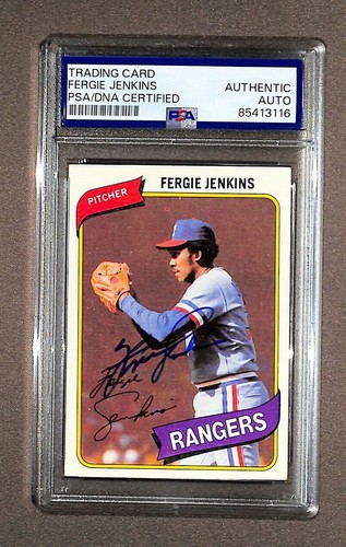 1980 Topps Baseball #390 Fergie Jenkins Signed PSA Authentic Auto