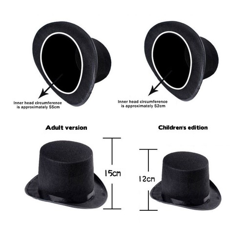 Adults Kids Party Costume Black Top Hat Party Magician Hat Wedding Flet Black AU - Picture 10 of 14
