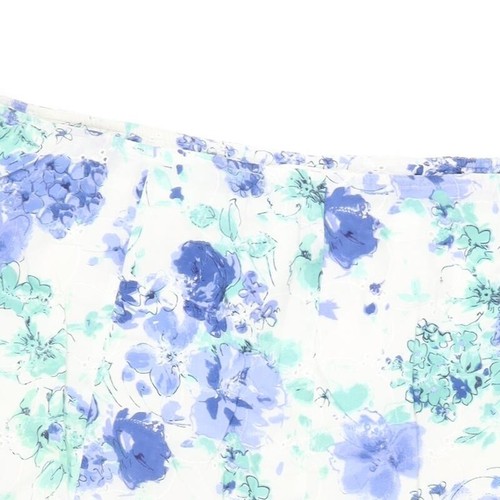Marks and Spencer Womens White Floral Cotton Swing Skirt Size 18 Zip - Picture 5 of 10