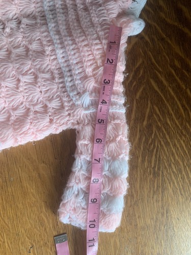 Vtg Bon Bon Pink 🌸🌸Crochet Baby Girl Sweater Pom Poms Needs TLC Korea** - Picture 10 of 13