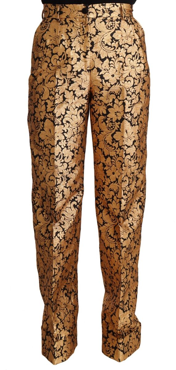 DOLCE & GABBANA Pants Polyester Gold Floral Jacquard DOLCE & GABBANA Pants Polyester Gold Floral Jacquard