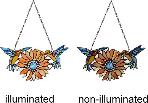 Handcrafted Stained Glass Suncatcher with Birds & Flowers – Home Decor Gift - Picture 9 of 9