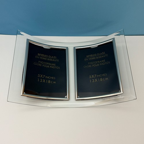Vintage Beveled Glass Photo Frame, 5x7 In, Double Picture Display, Curved Design - Picture 6 of 12