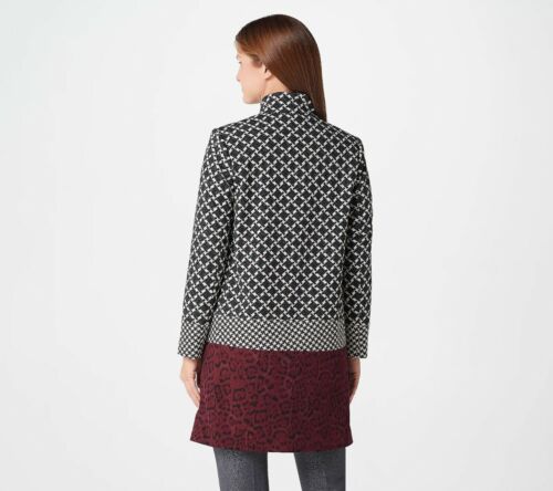 NWT Dennis Basso Printed Luxe Crepe Snap Front Jacket Black Neutral 16 RV $117 - Picture 3 of 5