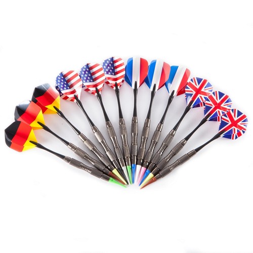 Ultrasport 12pcs Darts Set 17g PRO 36 Flights, 550 Plastic Soft Tip & Throw Line - Picture 4 of 13
