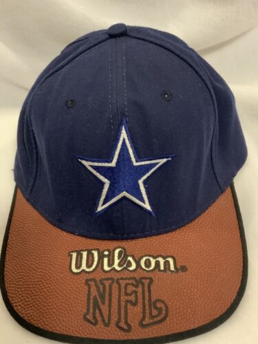 Vintage Amer. Needle Team NFL Dallas Cowboys Wilson Football Leather Brim Cap - Picture 2 of 24