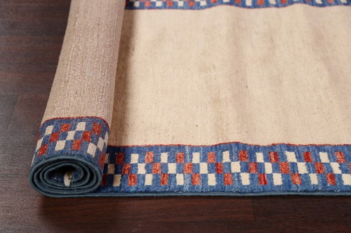 Ivory Bordered Gabbeh Kashkoli Oriental Runner Hand-knotted Wool Hallway Rug 3x8 - Picture 8 of 12