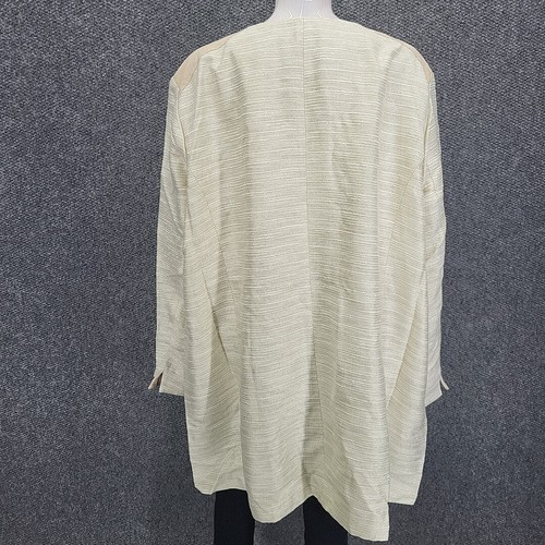 Dennis Basso Textured Topper Coat with Contrast Trim 3X Plus Size Beige Jacket - Picture 6 of 11