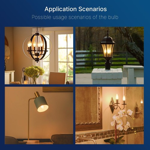 Dimmable 60W Equivalent LED Chandelier Bulbs, E12 Base, 2700K Soft White, 6-Pack - Picture 10 of 11