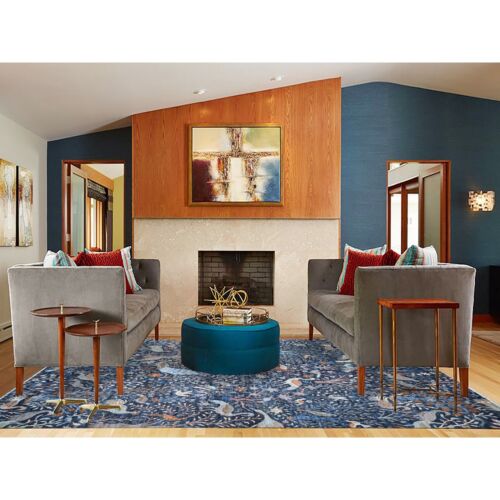 9'2"x11'9" Bracing Blue Peshawar Hand Knotted Velvety Wool Oriental Rug R88967 - Picture 2 of 12