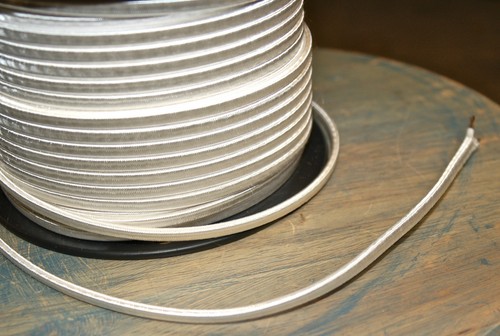 Cable blanco cubierto de tela de 2 hilos, 18 ga. Lámparas de estilo vintage luces antiguas, de rayón - Imagen 4 de 7