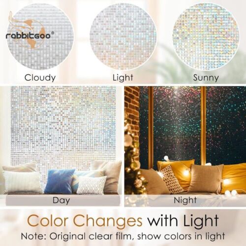 rabbitgoo Window Privacy Film Stained Glass Sticker Static Cling Glass Sticker - Picture 6 of 10