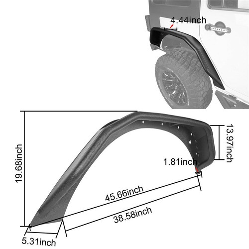 4Pc Tube Fender Flares Front &Rear Kit for 2007-2018 Jeep Wrangler JK 2/4 Doors  - Picture 10 of 10