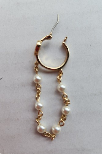 Joyería - Pendientes colgantes Karl Lagerfeld oro y crema con cierre de corazón - Imagen 5 de 13