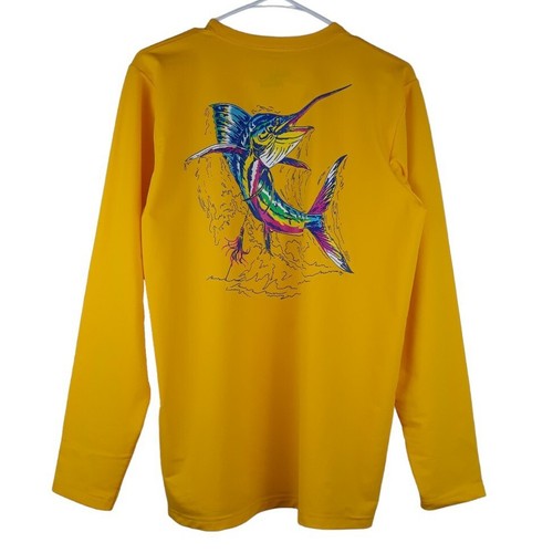 Haley and The Hound Camicia da Pesca Unisex Media Giallo Pesce Spada Pullover Lungo - Foto 2 di 9