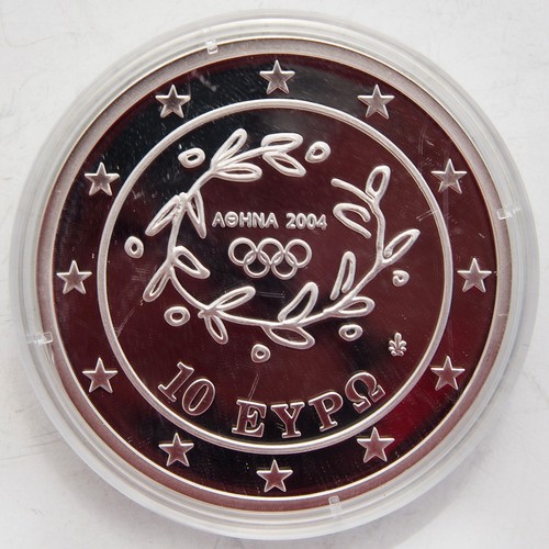 Griechenland/Greece 10 Euro 2004 Silber PP Olympia Athen Schwimmerin am Start - Bild 4 von 4
