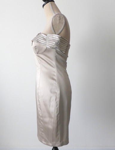 SEDUCE Dress Silver Satin Strapless Sheath NWT rrp $219.95 Size 10 US 6 - Picture 5 of 12