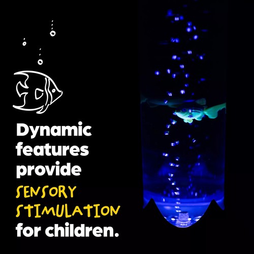 Novelty Colour Changing LED Bubble Lamp Tube Floor Tower Sensory Mood Light Fish - Picture 3 of 13