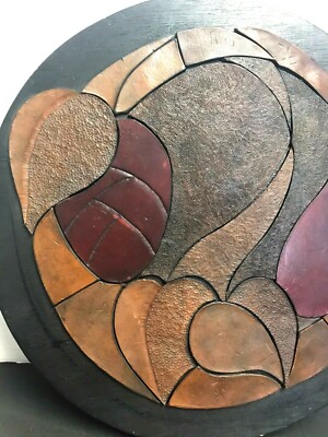 OOAK ART Leather Pieced Flower Picture Boho Amazingly Done RARE Talented Artist
