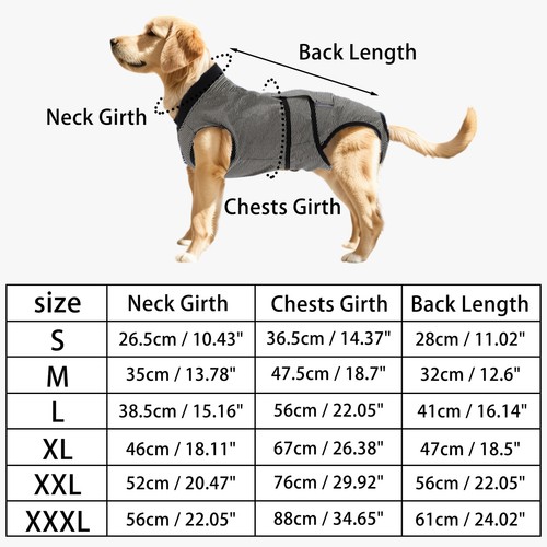 Pet Recovery Suit for Dogs Cats After Weaning Pet Recovery Shirt Black White XXL - Picture 3 of 8