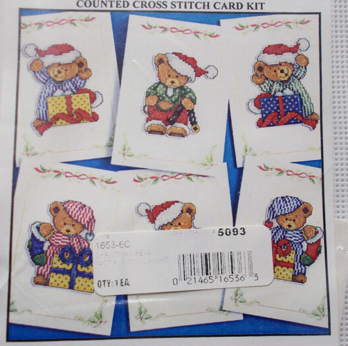 Design Works Christmas Bear Counted Cross Stitch Card Kit - Picture 2 of 3