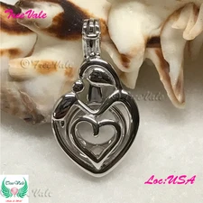 Love Mother Child - 925 Sterling Silver - Pearl Cage Pendant - Hold 7-10mm