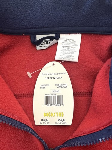 Athletic Works Boys Jacket Medium Pullover 1/2 Fleece Zip Close Pocket Red NWT - Picture 8 of 10