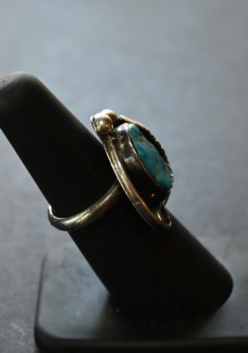 Navajo Keith James size 6 Sterling & Blue Arizona Turquoise Ring 8.2 grams - Picture 4 of 8