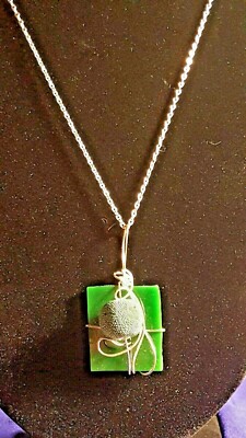 Green pendant necklace. Jewelry . Beauty. Art. Love. Green sea glass pendant.