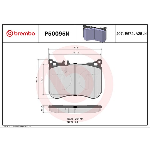 Juego de pastillas de freno delanteras cerámicas Brembo P50095N para 14-17 S550 / 19-21 CLS53 E53 AMG - Imagen 2 de 14