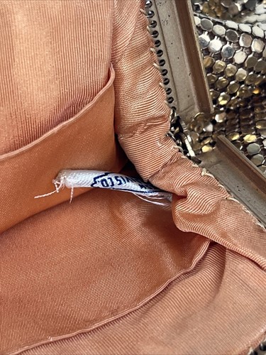 VTG Whiting and Davis Gold Mesh Small Clutch Rhinestone Purse Handbag Bag - Picture 9 of 10