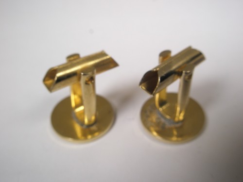E Monogram Initial Letter Gold Tone Vintage Cuff Links eric eli enoch erin - Picture 7 of 7